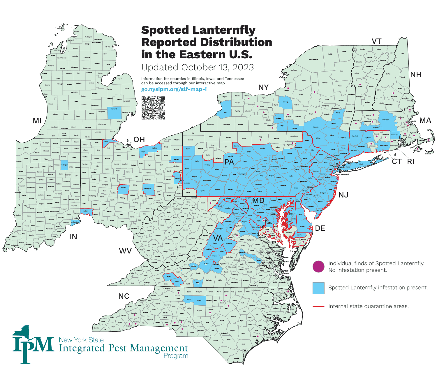 Spotted Lanternfly Reported Distribution